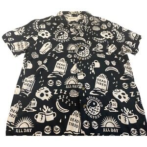 Pyknic Dead Tired Balanced Breakfast Hipster Barista Short Sleeve Shirt Men XL